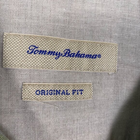 TOMMY BAHAMA Mens 100% Silk Size XL Blue & Green Plaid Button-Up Shirt - Picture 3 of 8